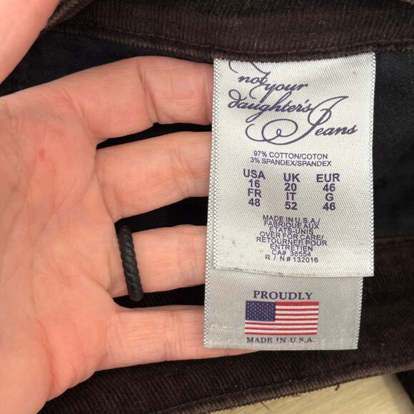 NYJD Corduroy Pants 16 Chocolate Lift Tuck Slimming Academia Whimsigoth Dark - Picture 9 of 10